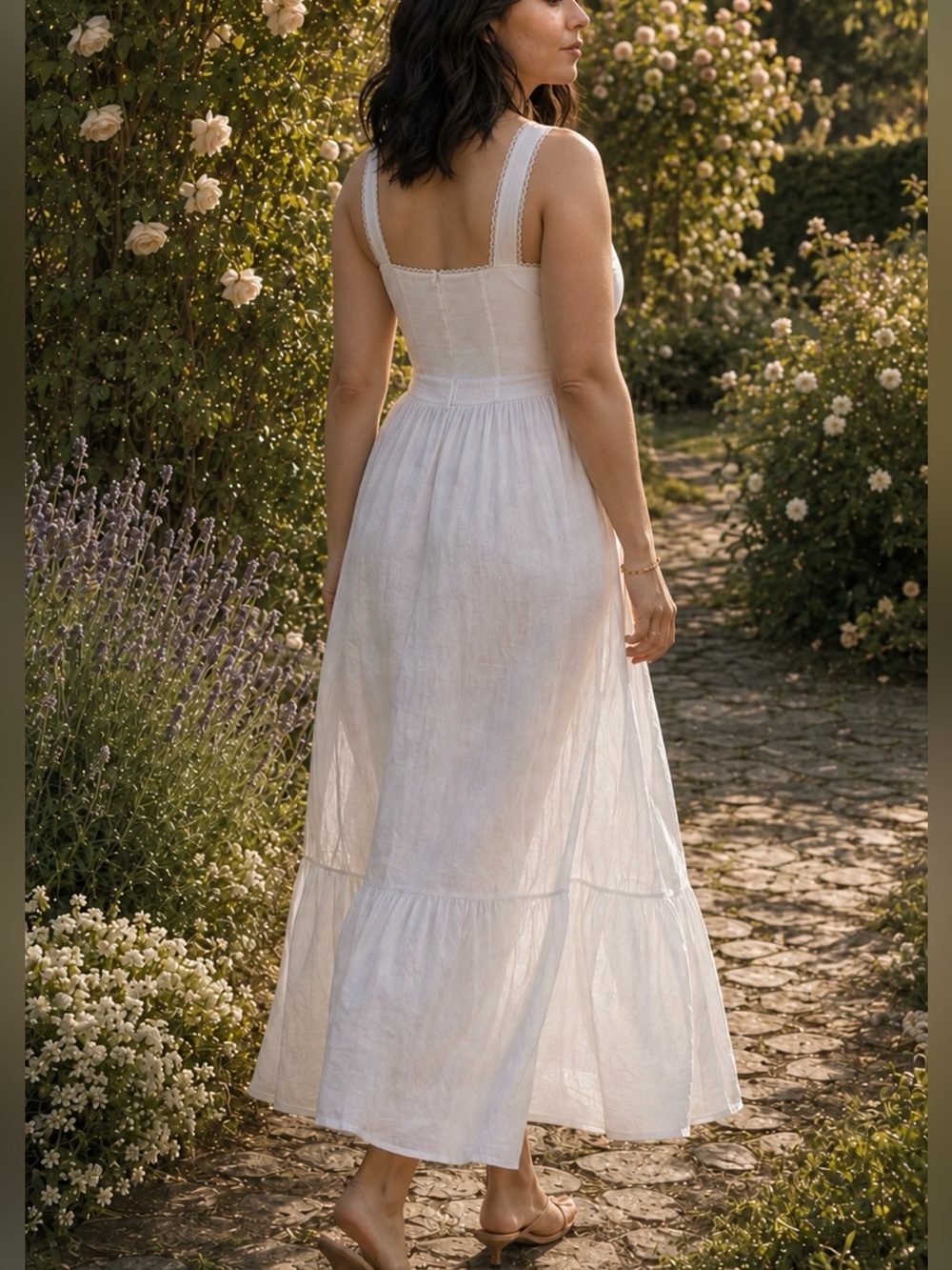 NWT!! Reformation White Lace-Trim Rowen Linen Sundress